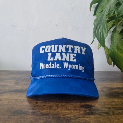 Vintage American Trucker Hat Snapback cap one size adjustable blue Country lane wyoming