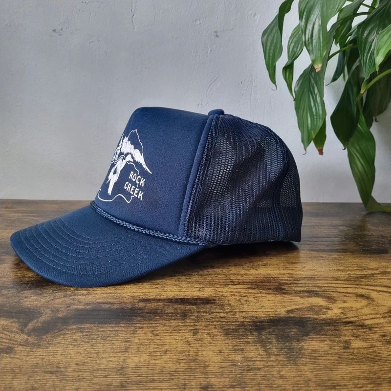 Vintage American Trucker Hat Snapback cap one size adjustable rock creek duck navy