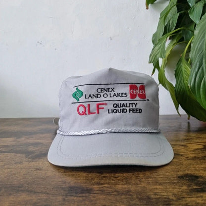 Vintage American Trucker Hat Snapback cap one size adjustable grey farming feed