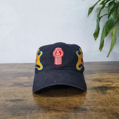 Vintage American Biker Baseball Hat Snapback cap one size adjustable flames black multi