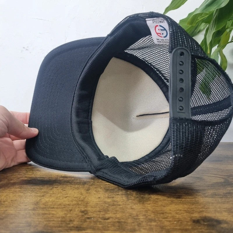 Vintage American Trucker Hat Snapback cap one size adjustable black heavyquip nashville