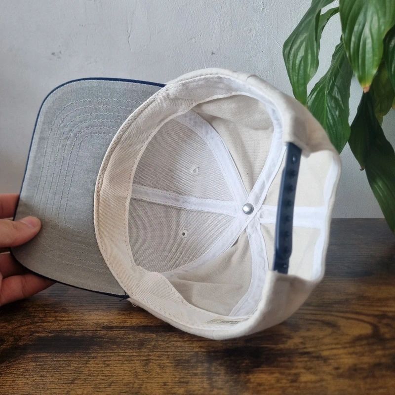 Vintage American baseball Hat Snapback cap one size adjustable cream navy Zupac law