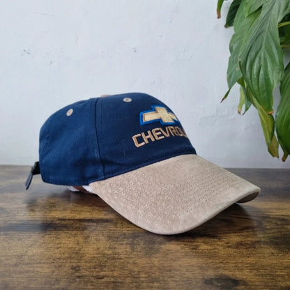 Vintage American Baseball Hat Snapback cap one size adjustable navy beige Chevrolet