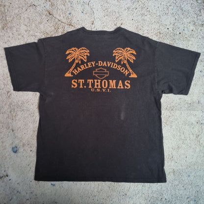 Harley Davidson Biker T-Shirt Short Sleeve St-Thomas  - Black - Size XL