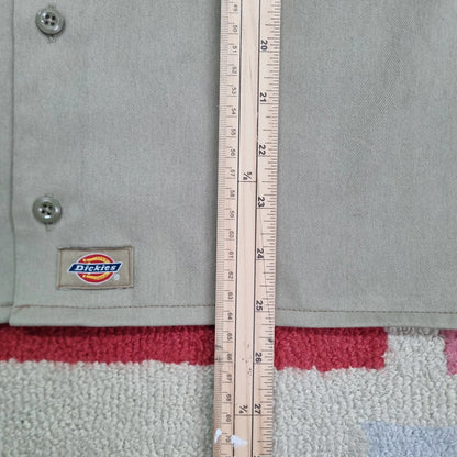 Vintage Dickies Boxy Fit Cropped Shirt Long Sleeve XL plain Beige Button Up Skater Y2K Surf