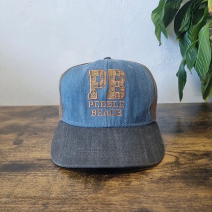 Vintage American baseball Hat Snapback cap one size adjustable blue pebble beach