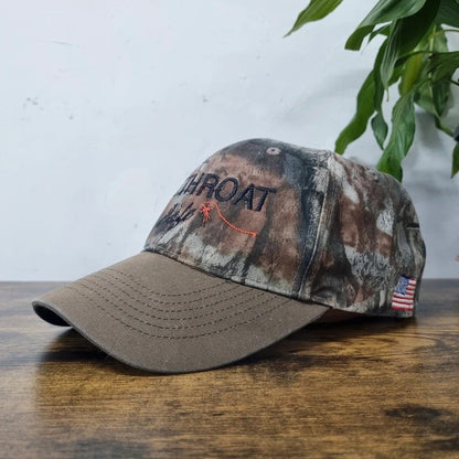 Vintage American Baseball Hat Snapback cap one size adjustable brown realtree camo Cutthroat cafe