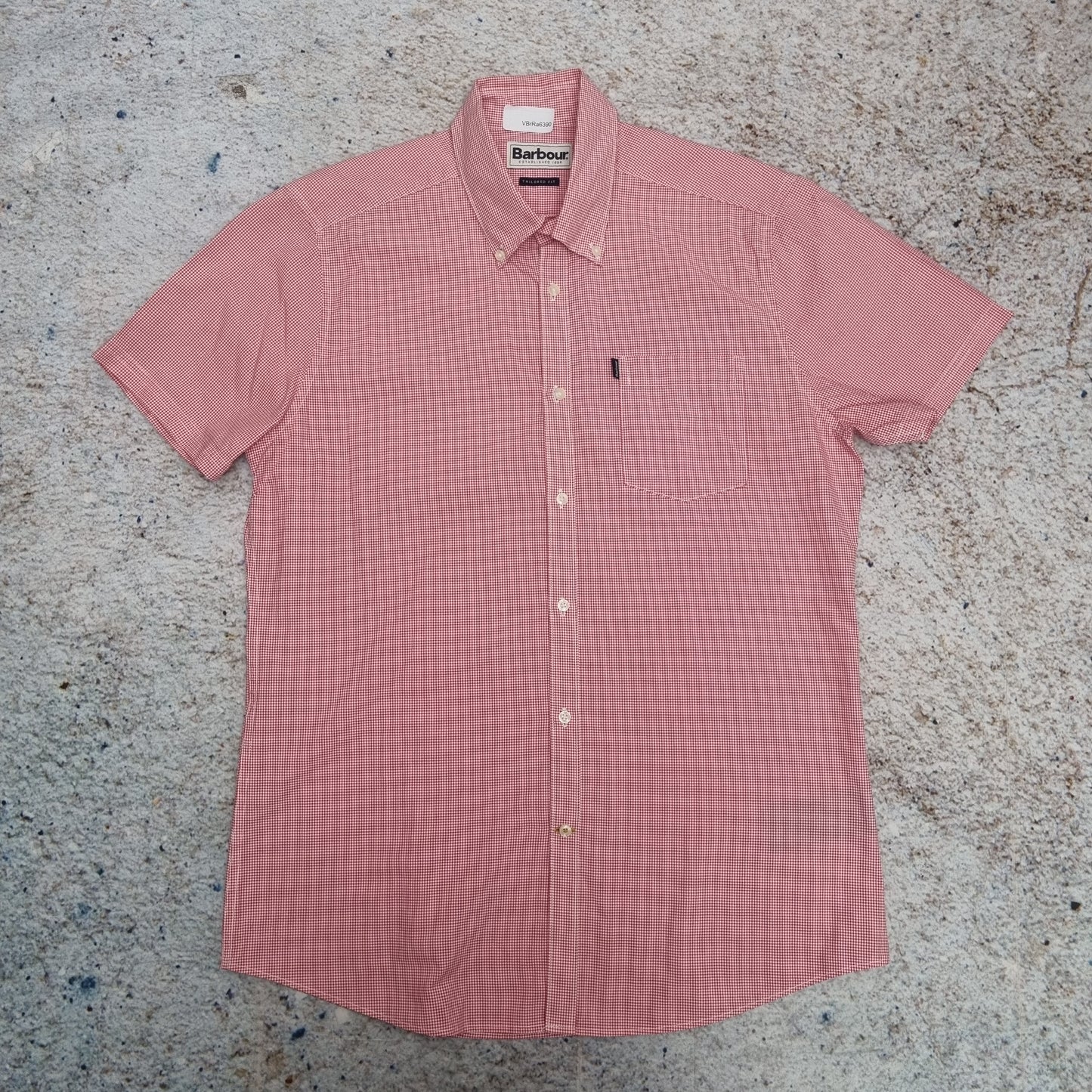 Barbour OXFORD SHIRT TAILORED FIT GINGHAM CHECK SHORT SLEEVE - Red - Size M