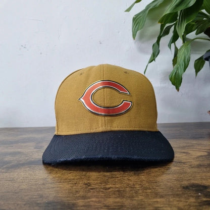 New era Chicago Bears Baseball Hat full fit cap size 7 1/2 beige navy
