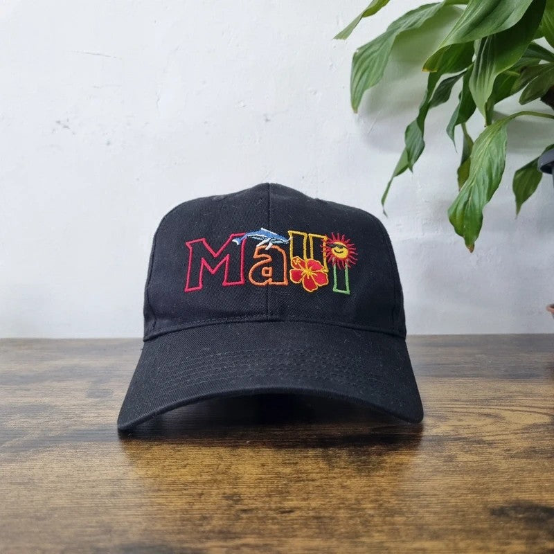 Vintage American Baseball Hat Snapback cap one size adjustable black Maui y2k