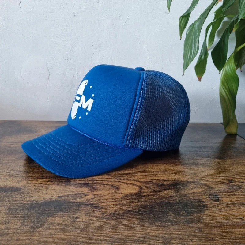 Vintage American Trucker Hat Snapback cap one size adjustable PM blue