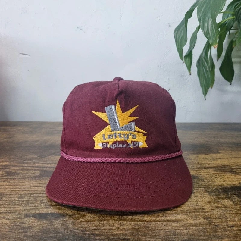 Vintage American Trucker Hat Snapback cap one size burgundy Lefties staples