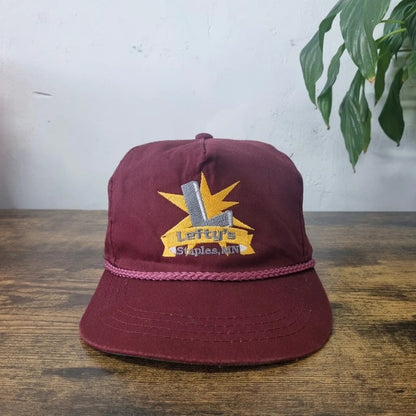 Vintage American Trucker Hat Snapback cap one size burgundy Lefties staples
