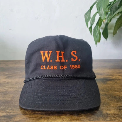 Vintage American Trucker Hat Snapback cap one size adjustable black WHS class of 1960