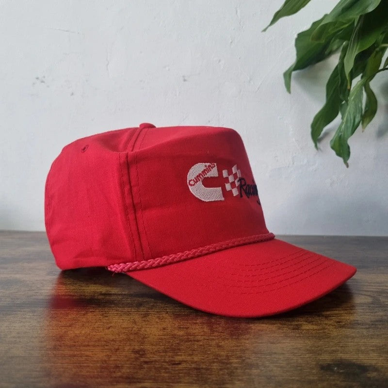 Vintage American Trucker Hat Snapback cap one size adjustable red Cummings racing