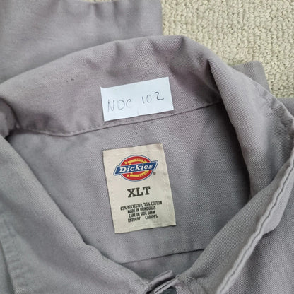 Vintage Dickies Boxy Fit Cropped Shirt Long Sleeve largr plain Grey Button Up Skater Y2K Surf