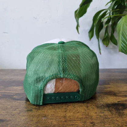 Vintage American Trucker Hat Snapback cap one size adjustable green white jerry gleason