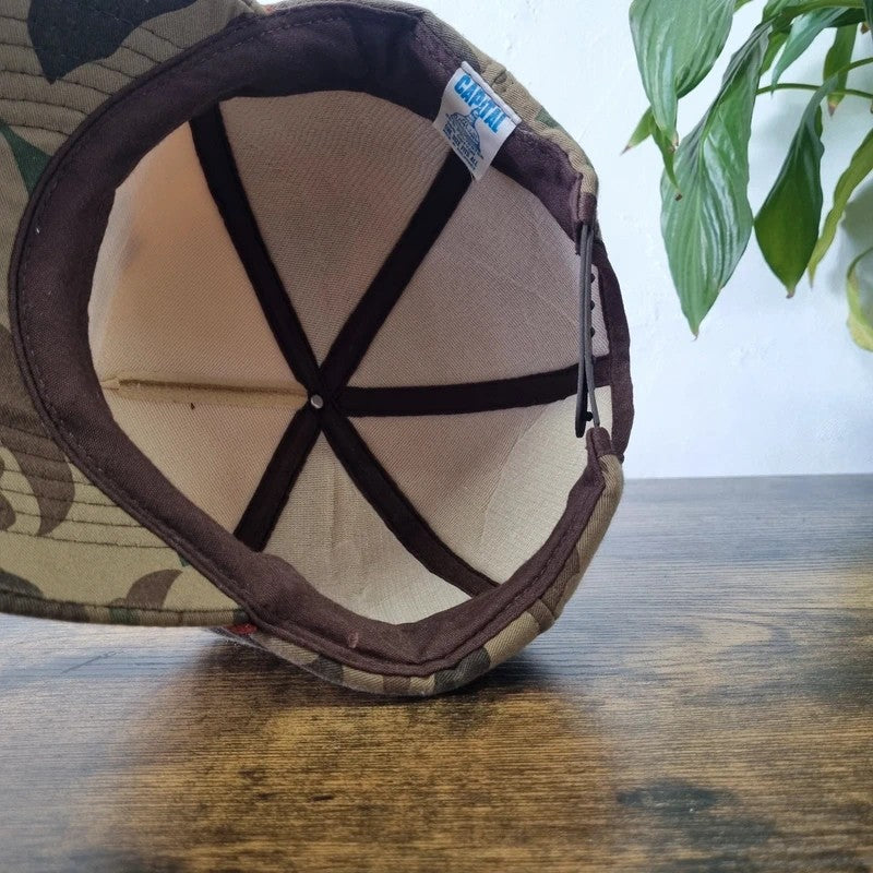 Vintage American Trucker Hat Snapback cap one size adjustable khaki brown camo ape Lagrance newman