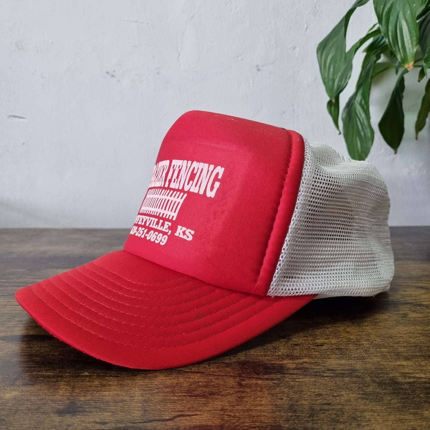 Vintage American Trucker Hat Snapback cap one size red white Frazer Fencing