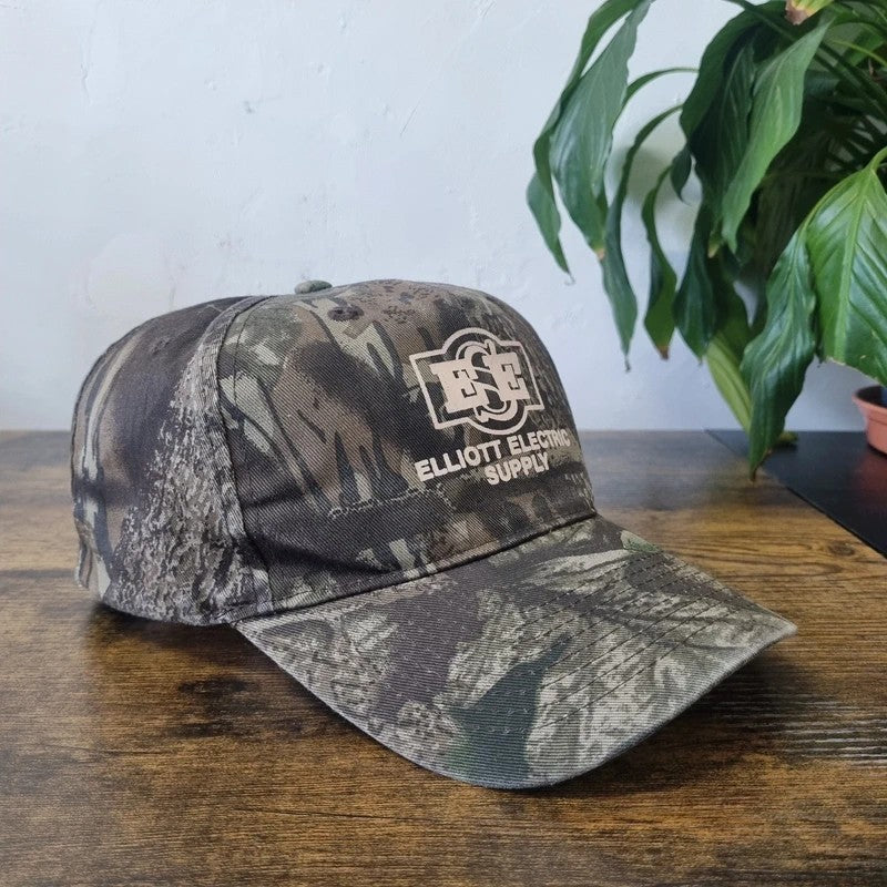 Vintage American Baseball Hat Snapback cap one size khaki green real tree camo elliot electric