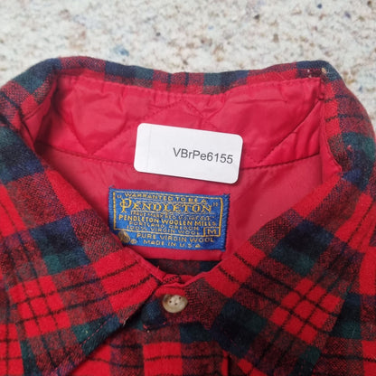 Pendleton Shirt Mens Checkered 100% Virgin Wool Flannel Button Up - Red - Size M