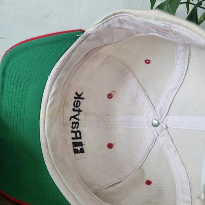 Vintage American Baseball Hat Snapback cap one size adjustable cream red raytek