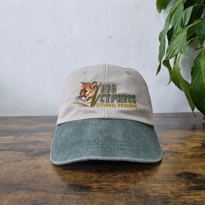 Vintage American Baseball Hat Snapback cap one size adjustable beige green big cypress tiger