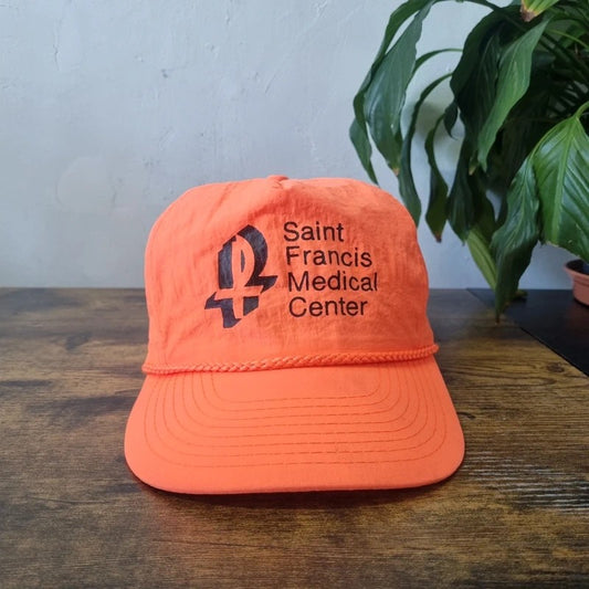 Vintage American Trucker Hat Snapback cap one size neon orange saint Francis medical centre