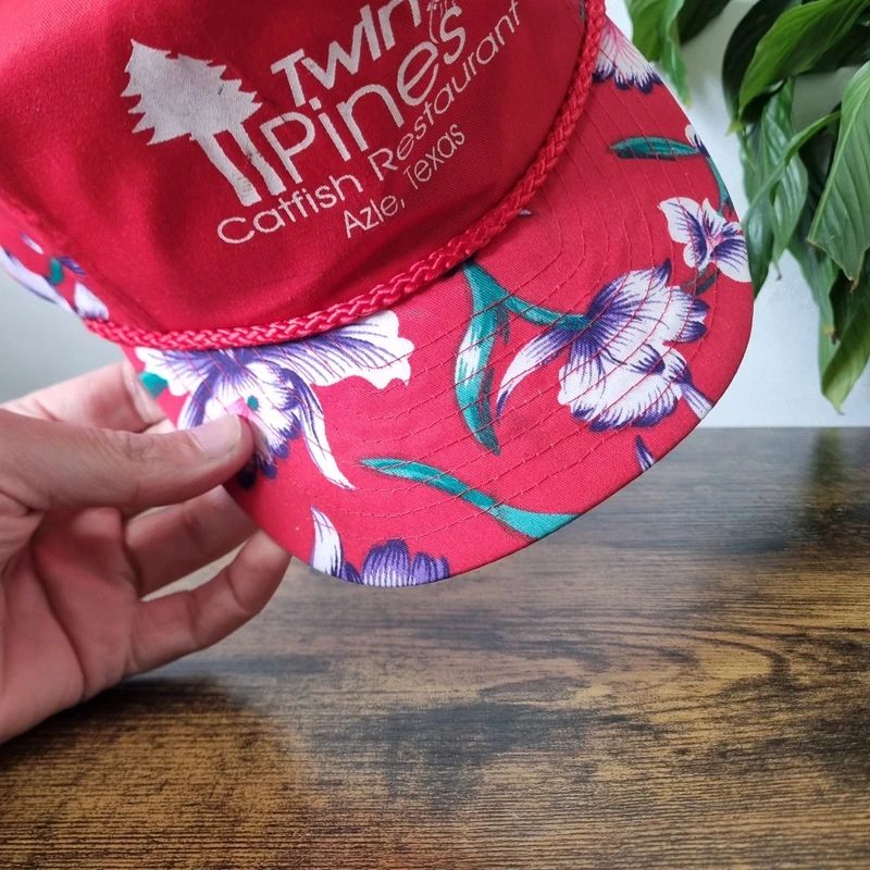 Vintage American Trucker Hat Snapback cap one size adjustable red catfish restaurant