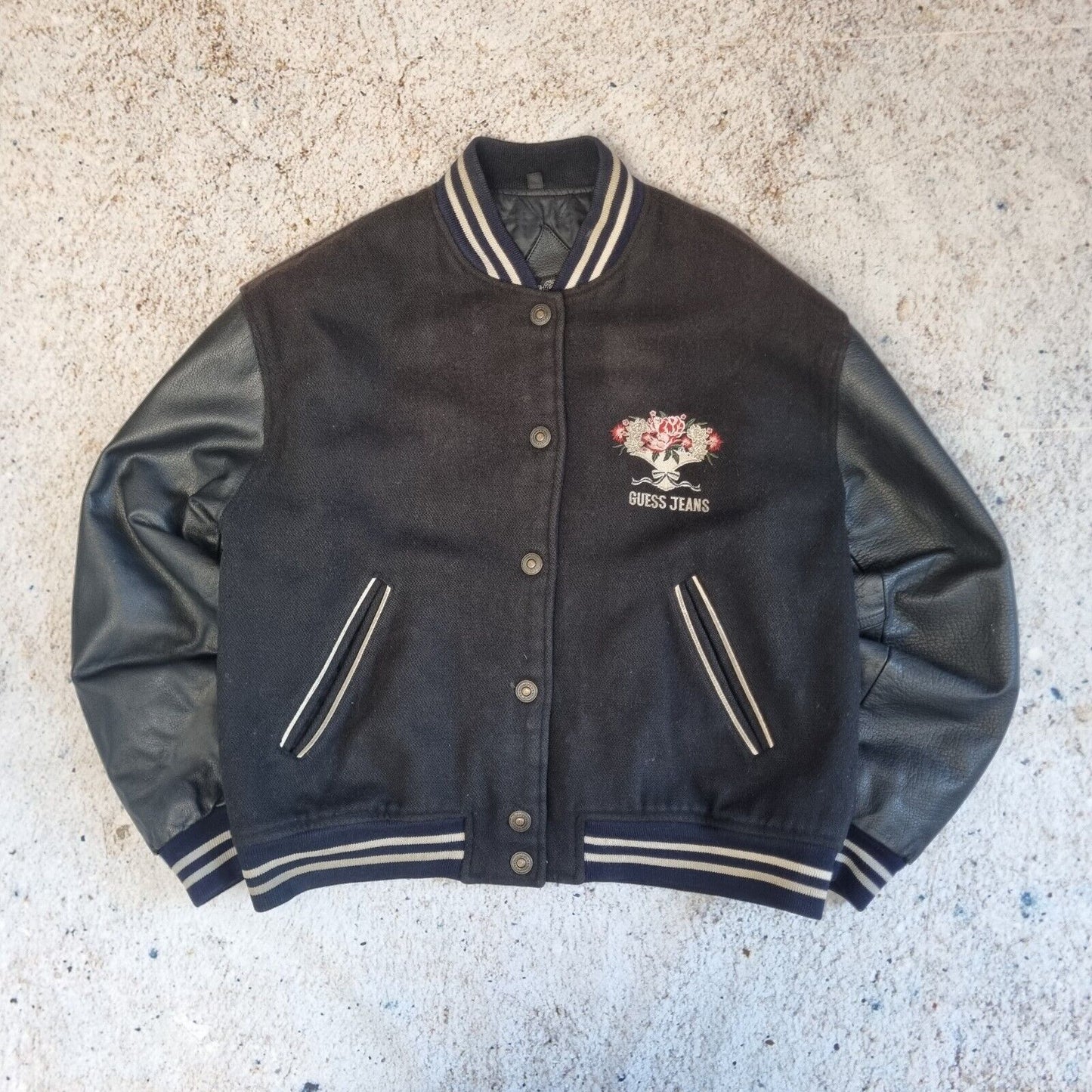 Guess Varisty Jacket Leather Jacket Womens Medium Marciano Edition Floral