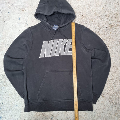 Nike Hoodie Logo Big Centre Spellout Size S Retro Hooded Swoosh Black