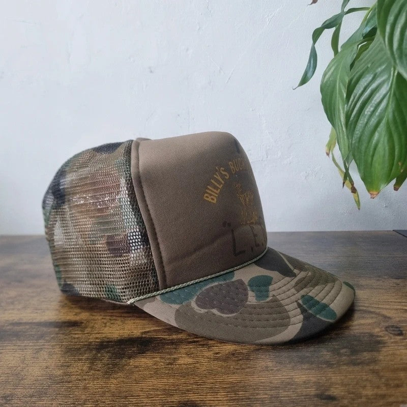 Vintage American Trucker Hat Snapback cap one size adjustable khaki camo buck busters deer