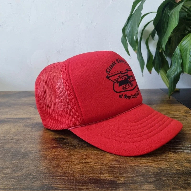 Vintage American Trucker Hat Snapback cap one size adjustable red classic chevy club springfield