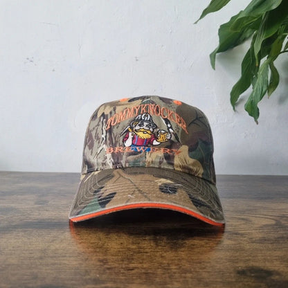 Vintage American Baseball Hat Snapback cap one size beige brown camo tommy knocker brewery