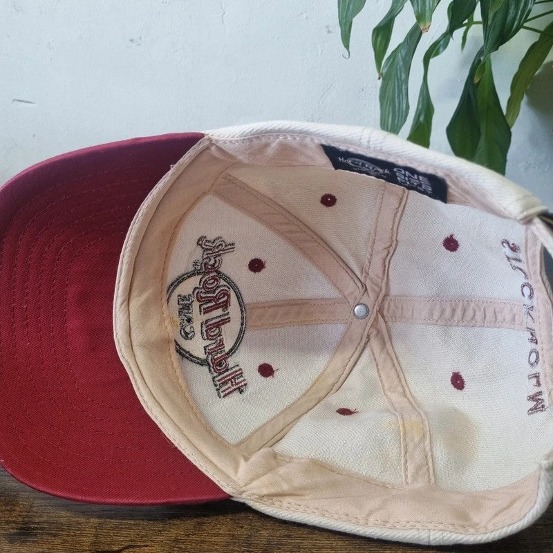 Hard Rock cafe stockholm Baseball Hat Snapback cap one size adjustable beige red