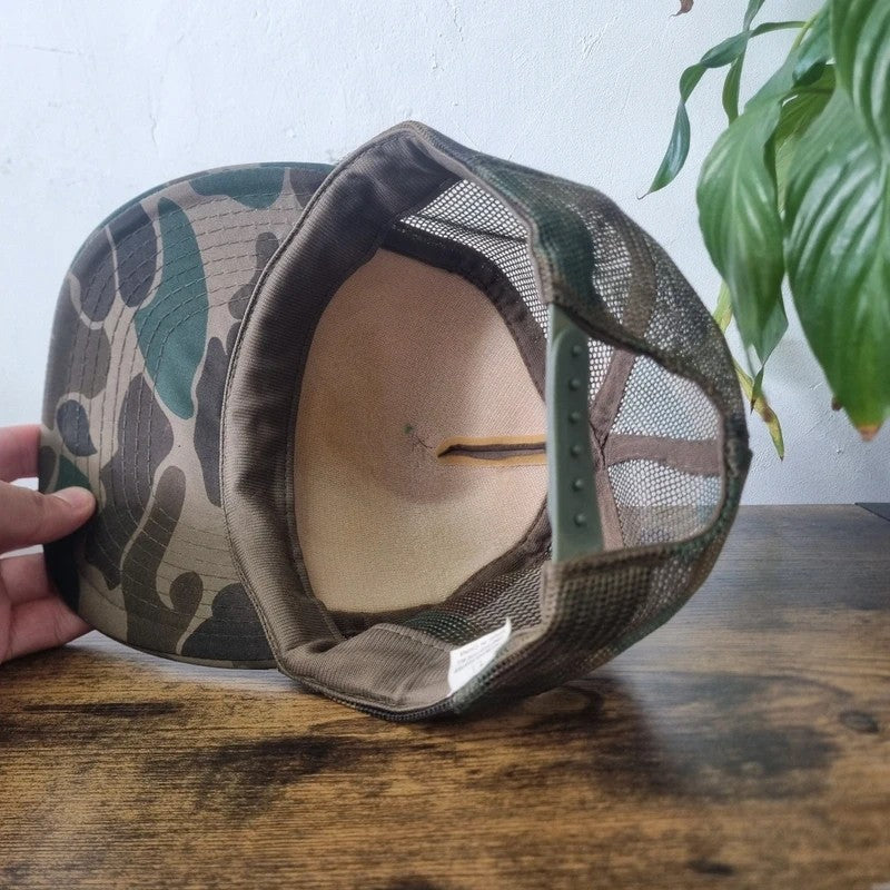 Vintage American Trucker Hat Snapback cap one size adjustable khaki camo buck busters deer
