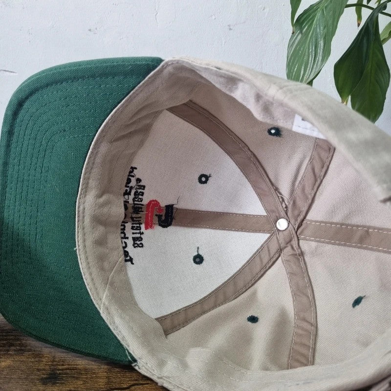 Vintage American Baseball Hat Snapback cap one size adjustable beige green Safety-Kleen