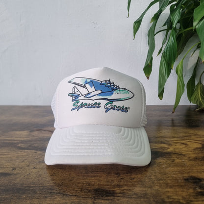 Vintage American Trucker Hat Snapback cap one size adjustable white spruce goose airline