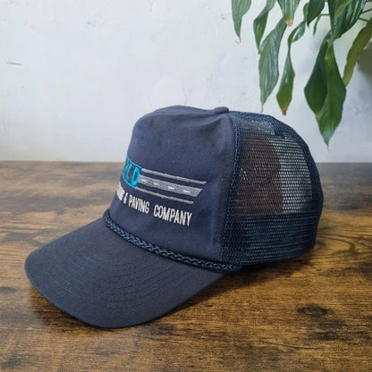 Vintage American Trucker Hat Snapback cap one size adjustable navy mepco paving company