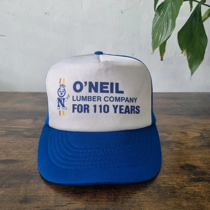 Vintage American Trucker Hat Snapback cap one size adjustable O'Neil lumber company blue white
