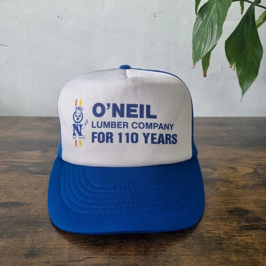 Vintage American Trucker Hat Snapback cap one size adjustable O'Neil lumber company blue white