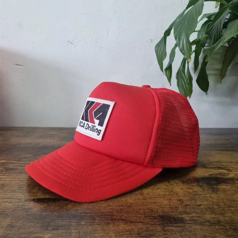 Vintage American Trucker Hat Snapback cap one size adjustable red KCA Drilling