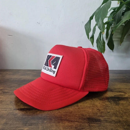 Vintage American Trucker Hat Snapback cap one size adjustable red KCA Drilling