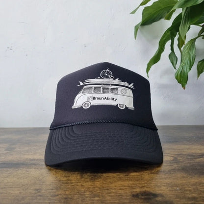 Vintage American Trucker Hat Snapback cap one size adjustable black surf camper van