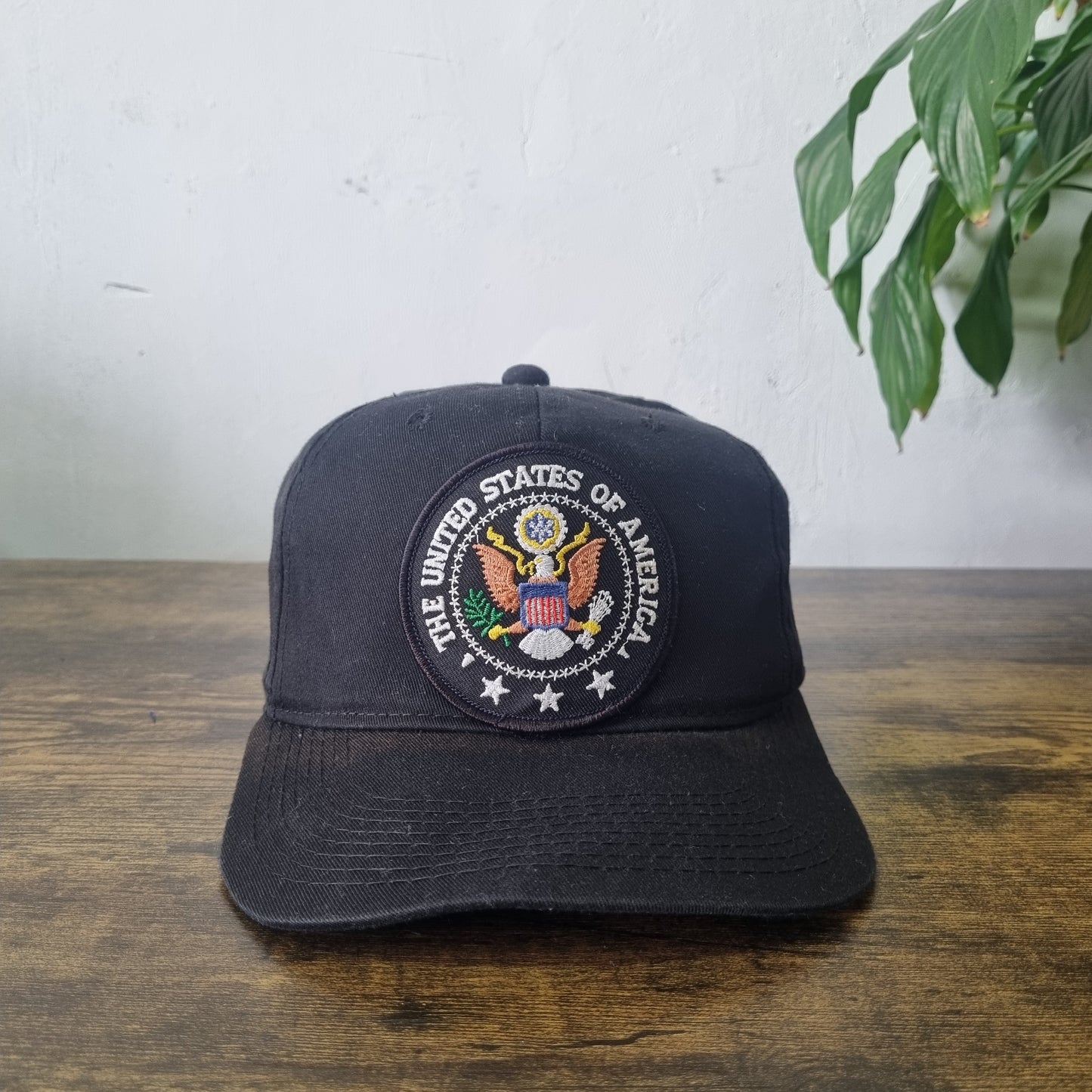 Vintage American Trucker Hat Snapback cap one size adjustable sun fade black