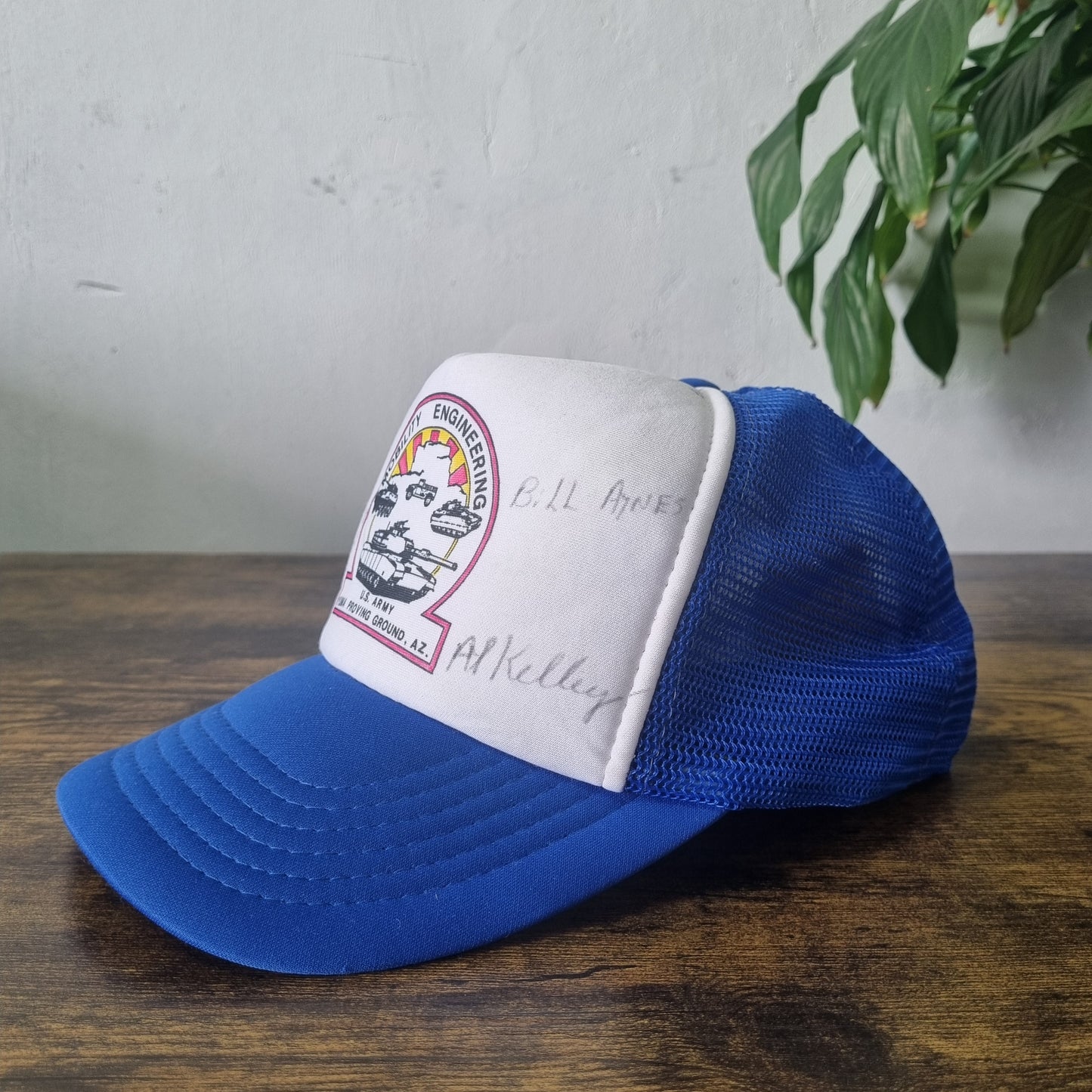 Vintage American Trucker Hat Snapback cap one size adjustable blue white
