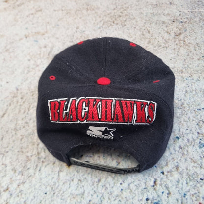 VTG CHICAGO BLACKHAWKS Starter THE RIGHT HAT Wool Snapback Hat Embroidered NHL