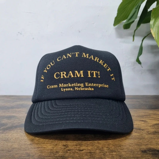 Vintage American Trucker Hat Snapback cap one size adjustable black cram it marketing