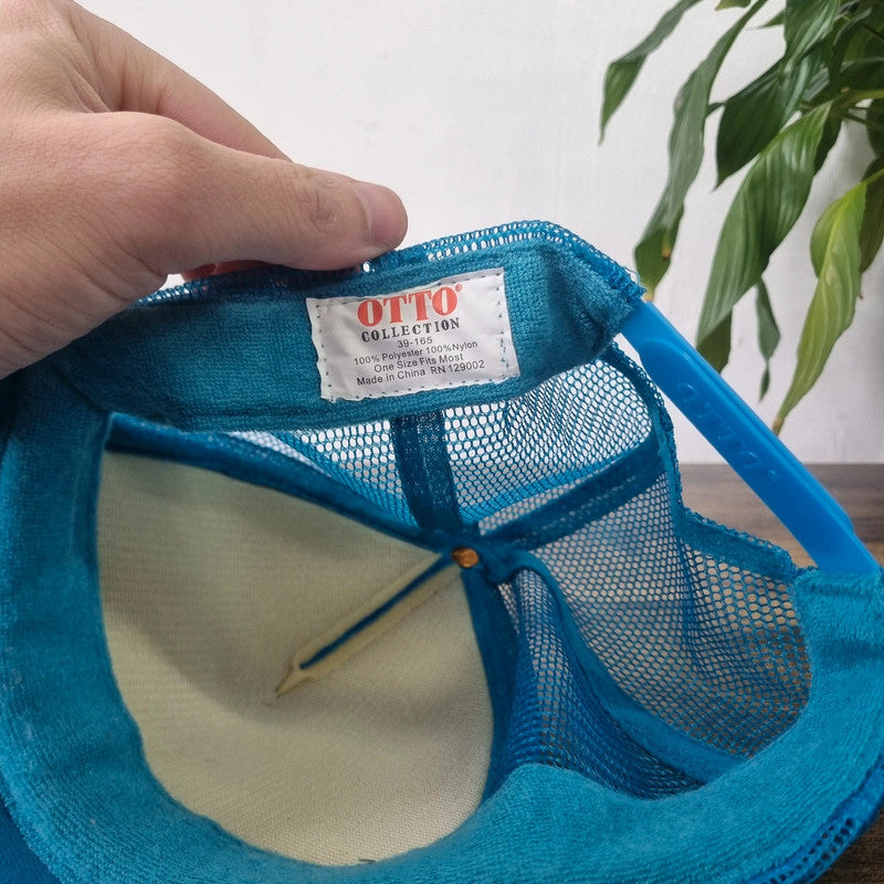 Vintage American Trucker Hat Snapback cap one size adjustable blue turquoise surf