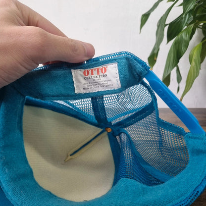 Vintage American Trucker Hat Snapback cap one size adjustable blue turquoise surf